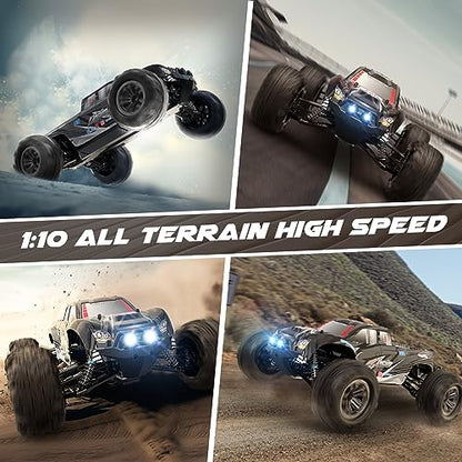 Hosim RC Truck 1:10 Scale 48+ KMH Remote Control Car for Adults, 4X4 All Terrains Off-Road RC Car, Waterproof Electric RC Cars for Boys Age 8-12 Toy Gift, 40+ Min Play with 2 Batteries Monster Trucks - color: Black