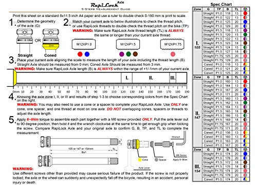 Through Axle Roaddisc, Gravel, Cyclocross, or Mountain Bikes, M12XP1.0/P1.5/P1.75 for 60 Different Combination - size: φ12x105mm Road Front
