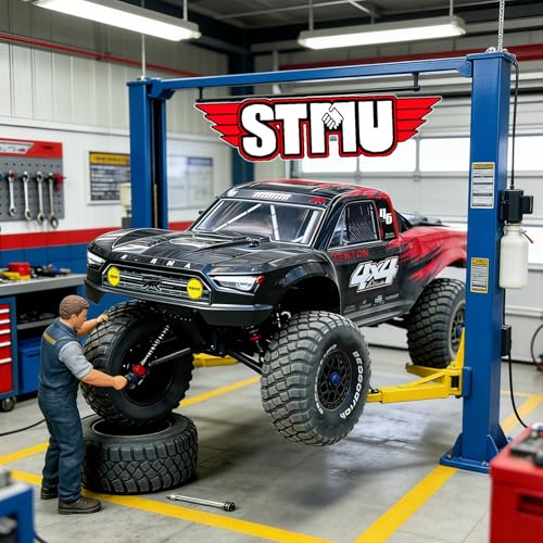 STMU 17mm Hex 1/8 1/7 RC Short Course Truck Tires & Wheels OD 140mm - All Terrain Off Road Tyres for TRAXXAS UDR ARRMA Mojave HSP DF7 FS Atom YK4072 RC Buggy Truck (Black) - color: Black