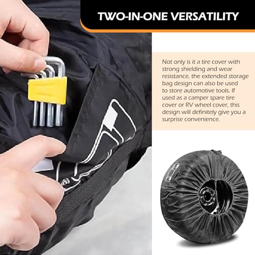 19 "-23" Car Spare Tire Cover, Scratch-resistant & Anti-aging Spare Tire Protection Cover, Waterproof Dust-Proof 190T Polyester Wheel Storage Protection Bag, for SUVs, RVs, Trailers, Trucks
