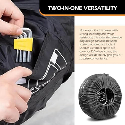 19 "-23" Car Spare Tire Cover, Scratch-resistant & Anti-aging Spare Tire Protection Cover, Waterproof Dust-Proof 190T Polyester Wheel Storage Protection Bag, for SUVs, RVs, Trailers, Trucks