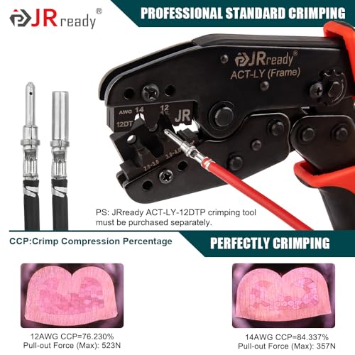 JRready Deutsch DTP Connector Terminal Kit Size 12, Male Pins 1060-12-0166 / Female Sockets 1062-12-0166 Open Barrel Style Contacts for Wire Gauge 12-14 AWG, ST6254-100 Stamped & Formed Contacts - size: #12 Stamped Contacts(12-14AWG) 25A (Max)