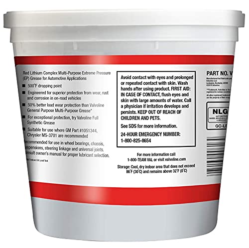 Valvoline Multi-Vehicle High Temperature Red Grease 4 LB Tub, Case of 6 - size: 4 LB Tub, Case of 6