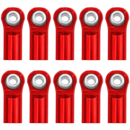 10Pcs ShareGoo M4 Ball Joint,M4 Tie Rod End 4mm Thread 4.0xL22mm Ball Head Holder Link Compatible with Arrma kraton Senton Axial SCX10 Traxxas 1/10 RC Car (Red) - color: Red