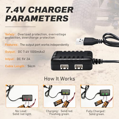 2S Lipo Battery 2500mAh 7.4V 80C High Discharge Rate Shorty Pack RC Batteries with Dean-Style T Plug Fit for RC Airplane FPV Quadcopter Helicopter Drone Racing RC Hobby Model with 1TO2 Charger - style: Dean-Style T