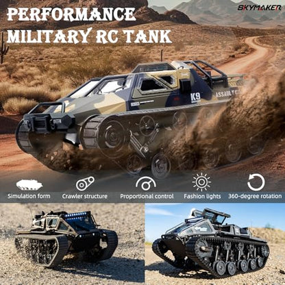 RC Tank Car 2.4Ghz Military Off Road Remote Control Crawler | RTR Ripsaw with 360°Rotation Dual Motor Gearbox Proportional Control Drift for Adult Birthday Gifts - color: Camouflage