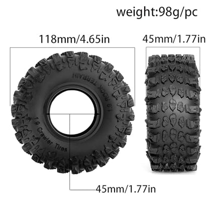 4PCS 1.9" Crawler Climbing Tires OD 4.65'' 1/10 RC Crawler Rubber Tires for Traxxas TRX4 Axial SCX10 90046 SCX10 Tamiya CC01 D90 Redcat Gen7/8 1/10 RC Crawler Car
