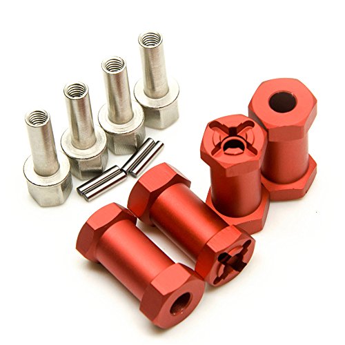 RC 12mm Wheel Hex Drive Hubs Combiner Coupler Aluminum 15mm/20mm/25mm/30mm Offset Extension Longer Combiner Drive Adapter for 1/10 Axial SCX10 Wraith RC Car Upgrade Parts (Red - 25mm) - color: Red - 25mm