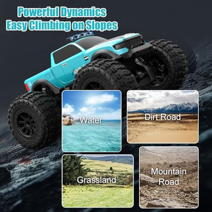 Amphibious Remote Control Car Waterproof Monster Truck Toys for Kid 4WD All Terrain Off Road RC Cars 2.4G RC Trucks 2 Batteries Drift RC Stunt Cars for Boys Age 8-12 Kids Gifts (RED) - color: Red