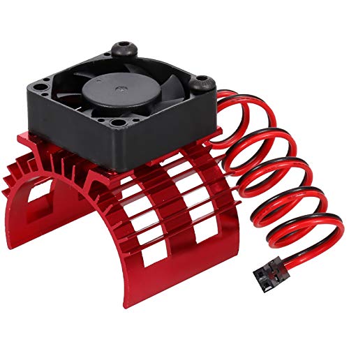 GoolRC Aluminum Alloy Motor Heatsink Cover with Cooling Fan for 3650 Brushless Motor Compatible with WLtoys A959-B A979-B 144001 124019 1/12 /14 RC Car (Red)