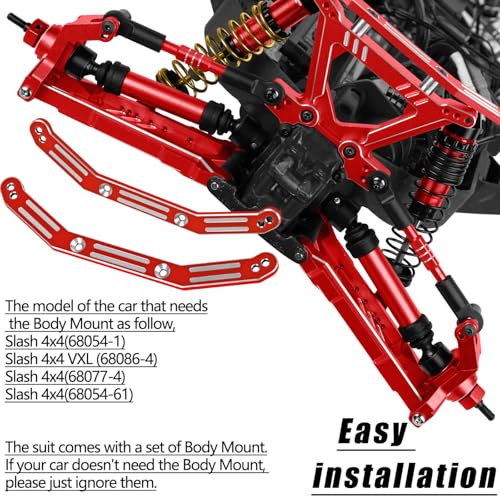 Upgrades Part for 1/10 Slash/Rustler/Stampede/Hoss 4x4 VXL,RC Shock Absorbers&Suspension Arms&Drive Shaft Axles&Steering Knuckle Kit&Shock Tower&Adjustable Links&Steering Block,Red - color: Red(parts)