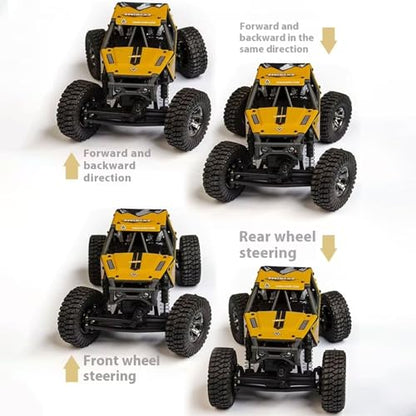 1/24 RC Crawler Car UDI RC UCX2405PRO 4wd Mini Climb Racing Brushless Motor 4 Wheel Steering 3 Speed Transmission RTR Toy (Yellow) - color: Yellow