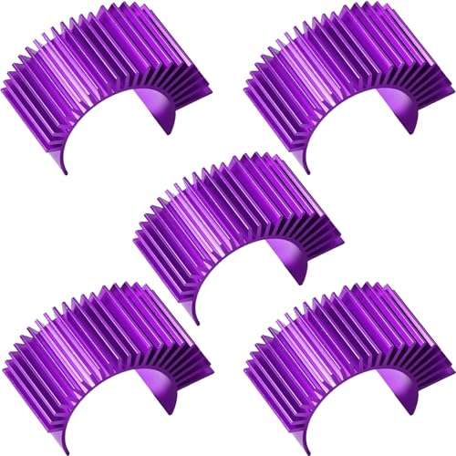 5PCS Aluminum Heatsink Electric Engine Motor Heat Sink Cooling Fins Replacement for #03300 Compatible with 1/10 HSP Traxxas HPI Tamiya Losi 550 540 3650 Size Brushed/Brushless Motor(Purple) - style: Purple