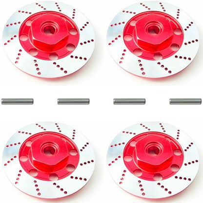 Brake Discs with 12mm Hex Hub for Tamiya Sakura D4 1/10 Scale RC Cars - Aluminum Alloy Upgrade Kit for Drift, On-Road RC Car - CNC Machined Performance Part with Anodized Finish Red - color: Red