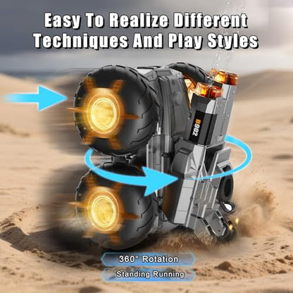 Amphibious Remote Control Car Boat with Water Gun Waterproof RC Cars | 4WD All-Terrain Gesture Sensing Rc Stunt Car RC Monster Trucks Swimming Pool Toys Gifts for 8 9 10 11 12 Year Old Boys Girls - color: Orange