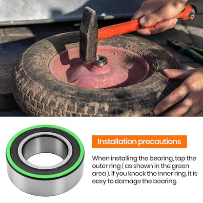 (4-Pack) 3/4" Bearings Carbon Steel - ID 3/4" x OD 1-3/8" Applicable Lawn Mower, Wheelbarrows, Carts and Hand Trucks Wheel Bearings Replacement - size: 3/4" Hole
