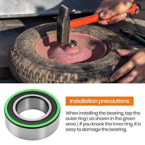 (4-Pack) 3/4" Bearings Carbon Steel - ID 3/4" x OD 1-3/8" Applicable Lawn Mower, Wheelbarrows, Carts and Hand Trucks Wheel Bearings Replacement - size: 3/4" Hole