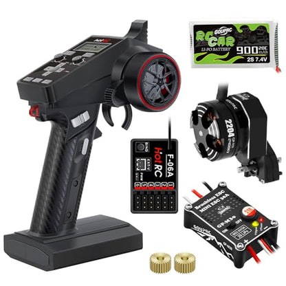GOUPRC Racing CT-6A RC Transmitter 6 Channels 2.4GHz and Receiver with 2204 2400KV Brushless Outrunner Transmission Motor & 30A Brushless ESC Combo for SCX24 RC Crawler Axial 1/24 RC Car Crawler - style: 6CH Transmitter & Receiver kit