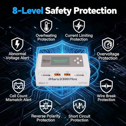 IMARS D300 Plus Gens Ace Dual Lipo Charger G-Tech AC 300W DC 700W 16A Lipo Balance Charger for 1s~6s Lipo Batteries,Life/NiCd/MH/LiHV,Plug&Play