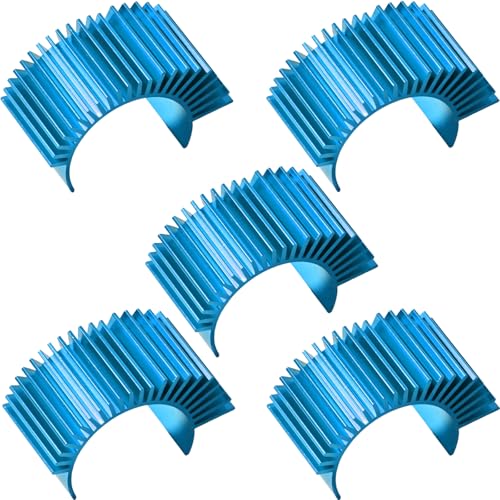5PCS Aluminum Heatsink Electric Engine Motor Heat Sink Cooling Fins Replacement for #03300, Compatible with 1/10 HSP Traxxas HPI Tamiya Losi 550 540 3650 Size Brushed/Brushless Motor (Blue) - style: Blue