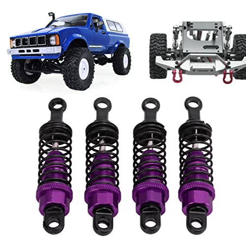 RC Shock Absorbers, 4Pcs 64 mm Metal Shock Absorber Damper with Shock Mount Aluminum Alloy Adjustable Remote Control Car Shock Absorber Oil Damper (Purple) - size: Purple