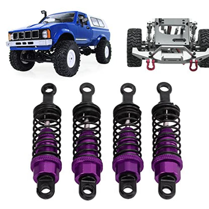 RC Shock Absorbers, 4Pcs 64 mm Metal Shock Absorber Damper with Shock Mount Aluminum Alloy Adjustable Remote Control Car Shock Absorber Oil Damper (Purple) - size: Purple