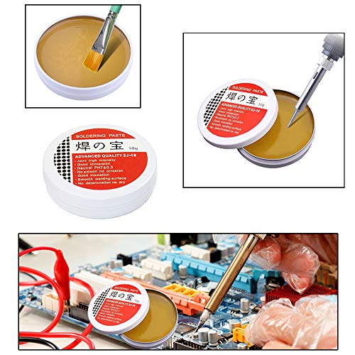 Soldering Tool Kit, 2 Pack of 0.6mm Solder Wire (1.76oz / 50g) + Rosin Flux Paste (0.35oz / 10g) + No-Clean Soldering Core, Designed for Electronic Repair and DIY