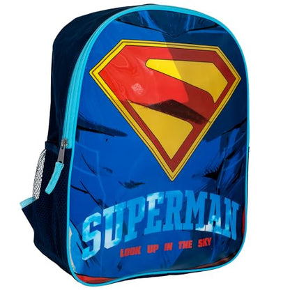 Superman Backpack, 15" Superhero School Bag for Boys, Blue - color: Superman