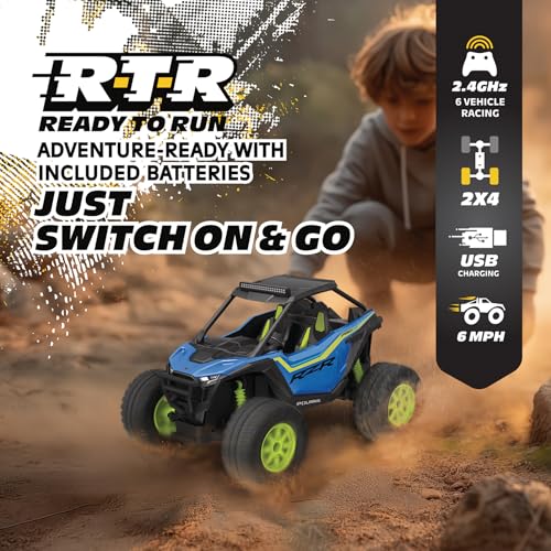 Polaris RZR Remote Control UTV – 1:14 Scale 2WD RC Car, Officially Licensed Polaris RZR, Full-Function 2.4GHz Radio Control, USB Rechargeable, Ready to Run, Blue - color: Blue