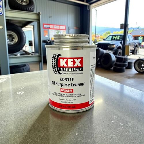 Kex Cold Vulcanizing Rubber Tire and Tube Patch Plug Repair Cement Glue 8oz can
