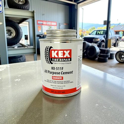 Kex Cold Vulcanizing Rubber Tire and Tube Patch Plug Repair Cement Glue 8oz can