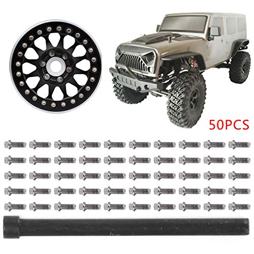 VGEBY RC Car Screw 50Pcs RC Car Wheel Rims Hub Screws Stainless Steel Screws for 1/10 RC Crawler Car - size: M2