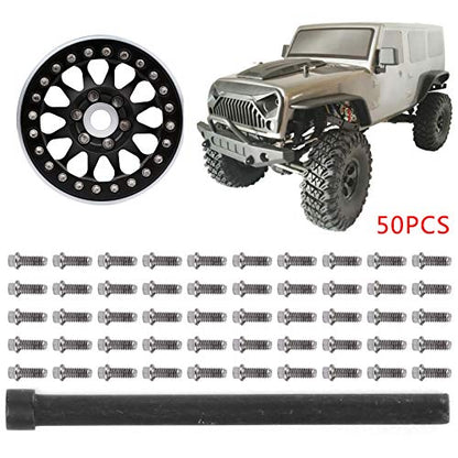 VGEBY RC Car Screw 50Pcs RC Car Wheel Rims Hub Screws Stainless Steel Screws for 1/10 RC Crawler Car - size: M2