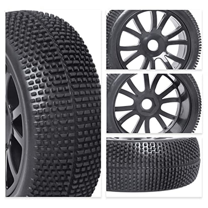 RC Buggy Wheels and Tires with 17mm Hex for 1/8 Arrma Typhon 6S BLX Losi 8IGHT HPI Racing Trophy Brushless RC Off Road Car, 4PCS