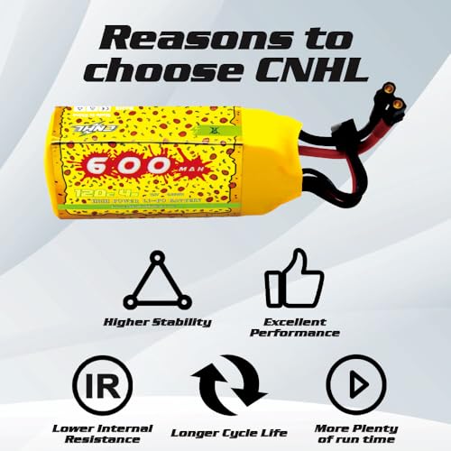 CNHL Pizza Series 600mAh 4S Lipo Battery 14.8V 120C XT30 Plug (4 Packs) | Delivers high power-to-weight ratio and sharp throttle punch for 2-3.5 inch CineWhoops and micro FPV drones.