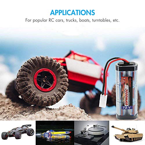 Tenergy 7.2V RC Battery Pack 3000mAh High Capacity 6-Cell NiMH Flat Battery Pack w/Standard Tamiya Connector + 7.2V-12V (6S-10S) Universal Battery Charger for NiMH/NiCd Battery for RC Cars
