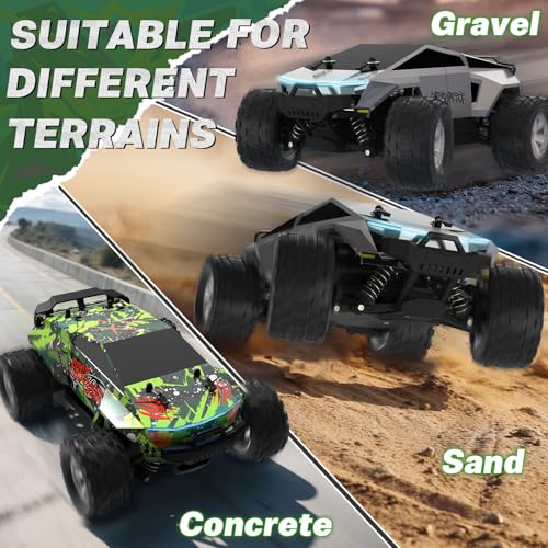 Fast RC Cars for Adult, 1:18 Fast Remote Control Car 40KMH, 2.4GHz High Speed RC Truck 4WD, Waterproof Monster RC Truck with 2 Rechargeable Batteries, Birthday Gifts for for 8+ Year Old Boys Adults