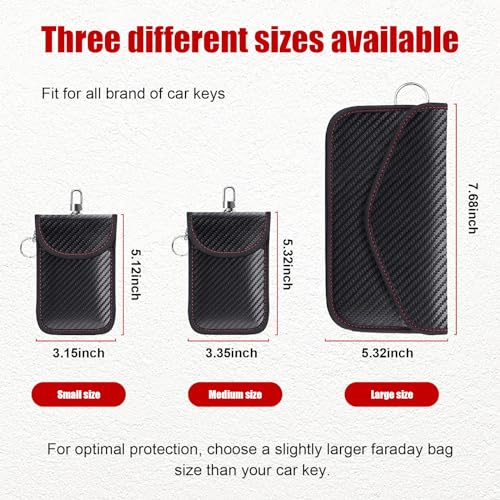 Kewucn 1 Pack Faraday Bag for Key Fob, RFID Signal Blocking Key Fob Protector and Anti-Hacking Faraday Cage, Carbon Fiber Anti-Theft Car Keys Faraday Pouch, Premium Car Key Safe Protector (Large) - size: Large (5.32×7.68 inches)