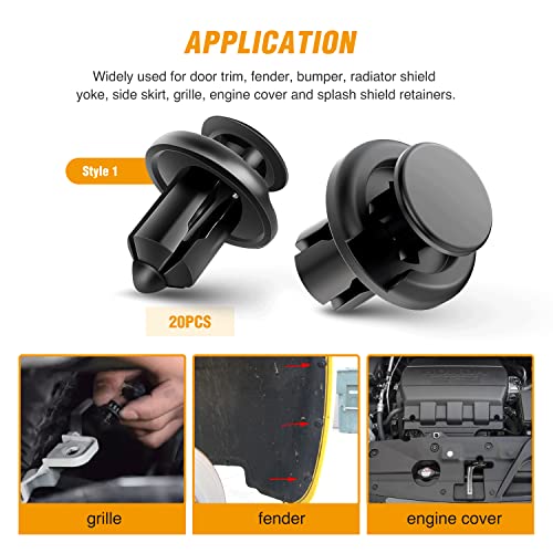 GOOACC 120PCS Car Bumper Push Retainer Clips & Nylon Fasteners Rivet Kit 6mm 7.6mm 8mm 8.8mm 10mm Door Trim Panel Clips , 1PC Fastener Remover, Black - color: 120Pcs Clips + Remover