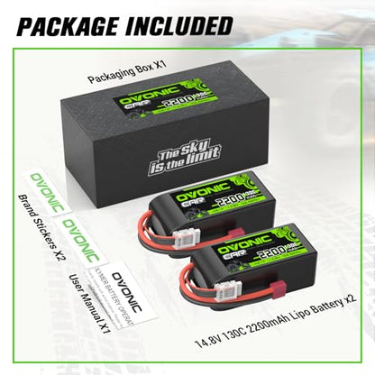 OVONIC 4S LiPo Battery 2200mAh 14.8V 130C Short RC Battery with Dean-Style T Connector