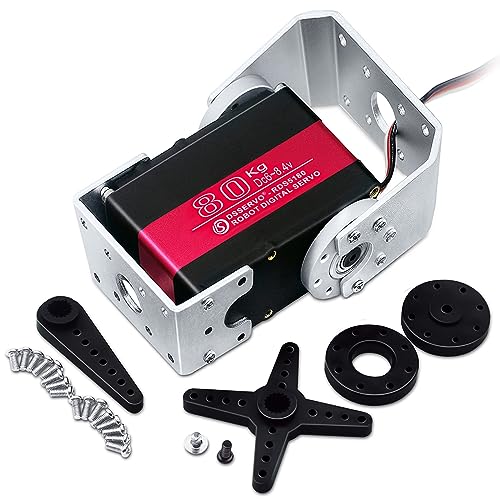 80KG Robot Servo Motor 8.4V High Torque Steel Gear Waterproof Large Digital Steering Servos with Mount Brackets - size: 80kg