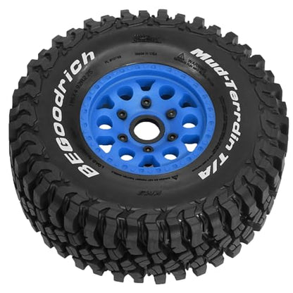 1/8 1/10 RC Short Course Truck Tires 4.96" OD Monster Truck Tires 12/14/17mm Hex Fit for 1:8 Off Road Truck Car Traxxas Slash 2WD 4×4 Rc4wd Arrma Mojave4S Senton Axial Losi Redcat (Blue) - color: Blue