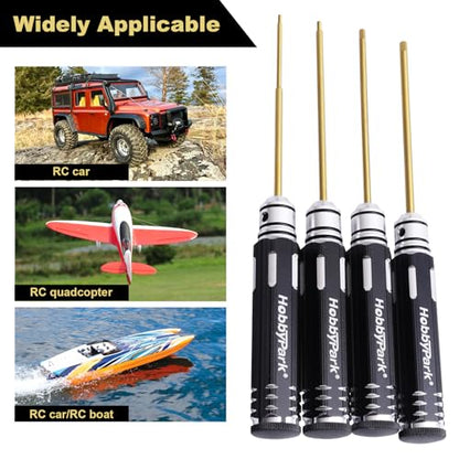 Hobbypark 1.5mm 2.0mm 2.5mm 3.0mm Hex Screw Driver Set Titanium Hexagon Screwdriver Allen Wrench Tool Kit for RC Car Multi-Axis FPV Racing Drone RC Quadcopter Helicopter Models