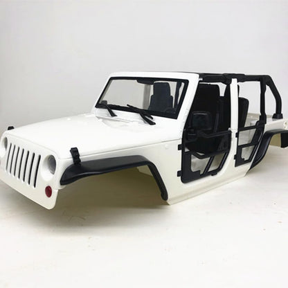 SCX10 Body, 1/10 RC Hard Body Shell Kit, 313mm Wheelbase, Steel Tube Half-Door, DIY Unassembled, Fit for Most 1/10 RC Crawlers (White) - color: White