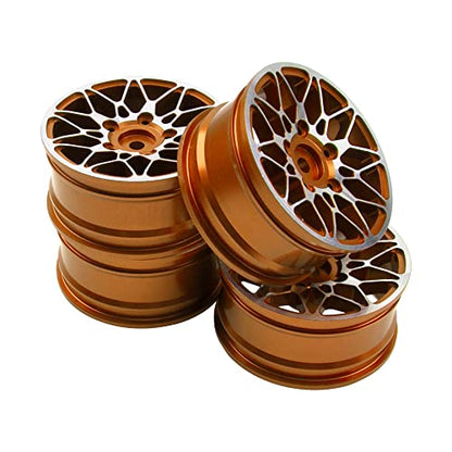 ShareGoo Metal Wheel Rims RC 12mm Hex Hubs 1/10 RC Drift On-Road Racing Touring Wheel Rim Compatible with HSP Tamiya Kyosho RedCat Sakura WLtoys Universal 1/10 RC Scales (Golden) - color: Golden