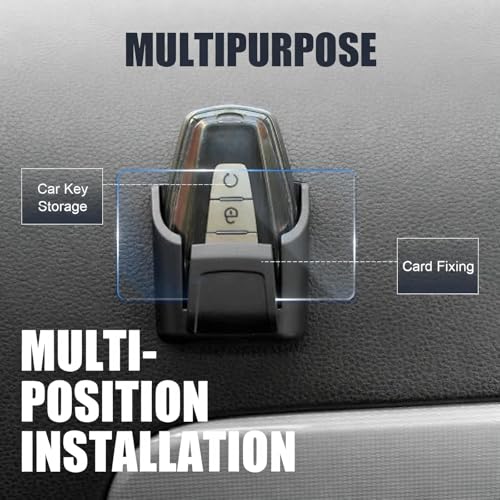 Car Key Fob Holder Box, Adhesive Multifunctional Dashboard Organizer Mount, Easy Access Key Remote & Garage Card Storage Box, Universal for Most Cars (Black)
