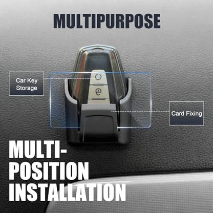 Car Key Fob Holder Box, Adhesive Multifunctional Dashboard Organizer Mount, Easy Access Key Remote & Garage Card Storage Box, Universal for Most Cars (Black)