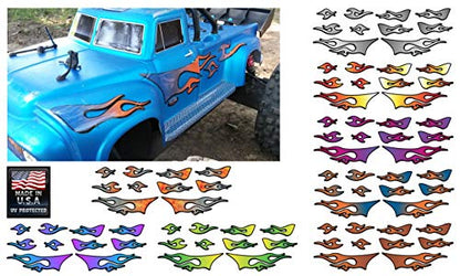 RC car Truck - Tribal Flames - 10pc Body Decal kit - Universal for Arrma Losi HPI Axial Traxxas Redcat Tekno 1/10 1/8 Scale Rock Crawler Stickers (Blue/Orange) - color: Blue/Orange