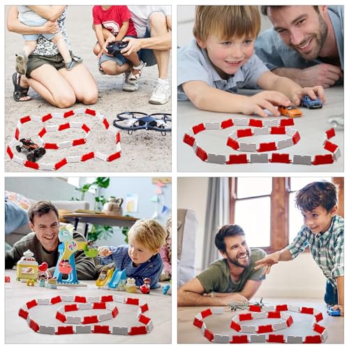 120 Pieces RC Car Racing Track Drift Runway Drift Field Fence for 1/14 1/16 1/18 1/24 1/28 1/30 1/43 Mini RC Car (Red+White) - size: 120pcs