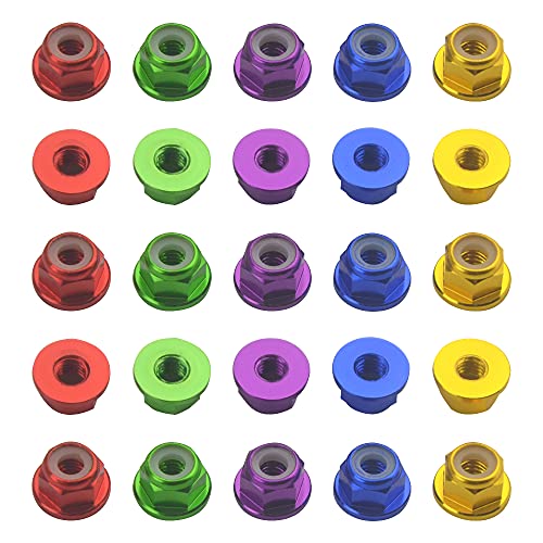 WMYCONGCONG 25 PCS M4 Aluminum Nylon Lock Nuts M4 Flange Nylon Insert Self-Locking Nut for RC Drone FPV Parts